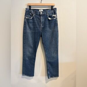 Agolde Dark Blue Riley Crop Jean